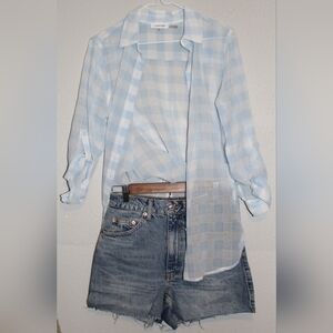 Topshop Shorts & Calvin Klien Sheer Button Up